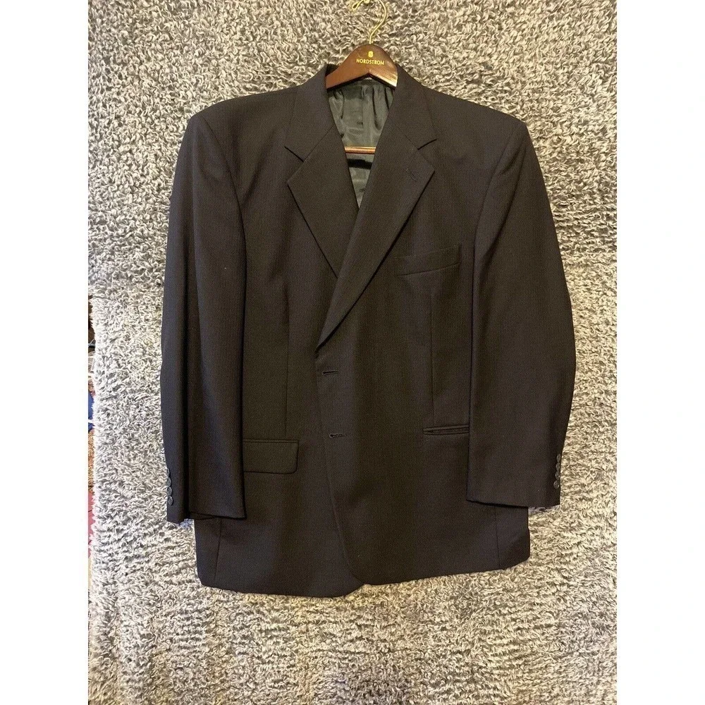 Towncraft Blazer Black Wool &Lana Sport Coat Jacket 48 R
